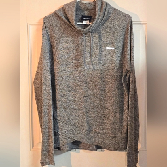 Women's Size Med Gray Long-Sleeved, Cowl Neck Pullover With KrisCross Front. - Picture 1 of 12